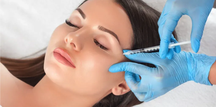 Woman receiving dermal filler treatment